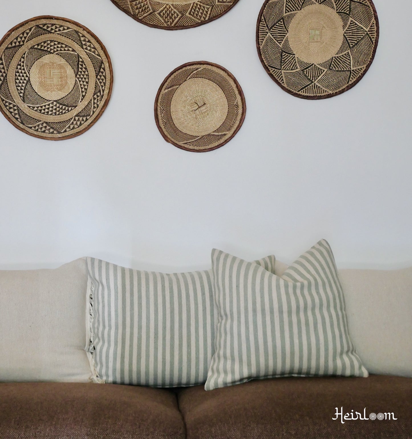 2 Housses de Coussins Rayées - Edition Olive