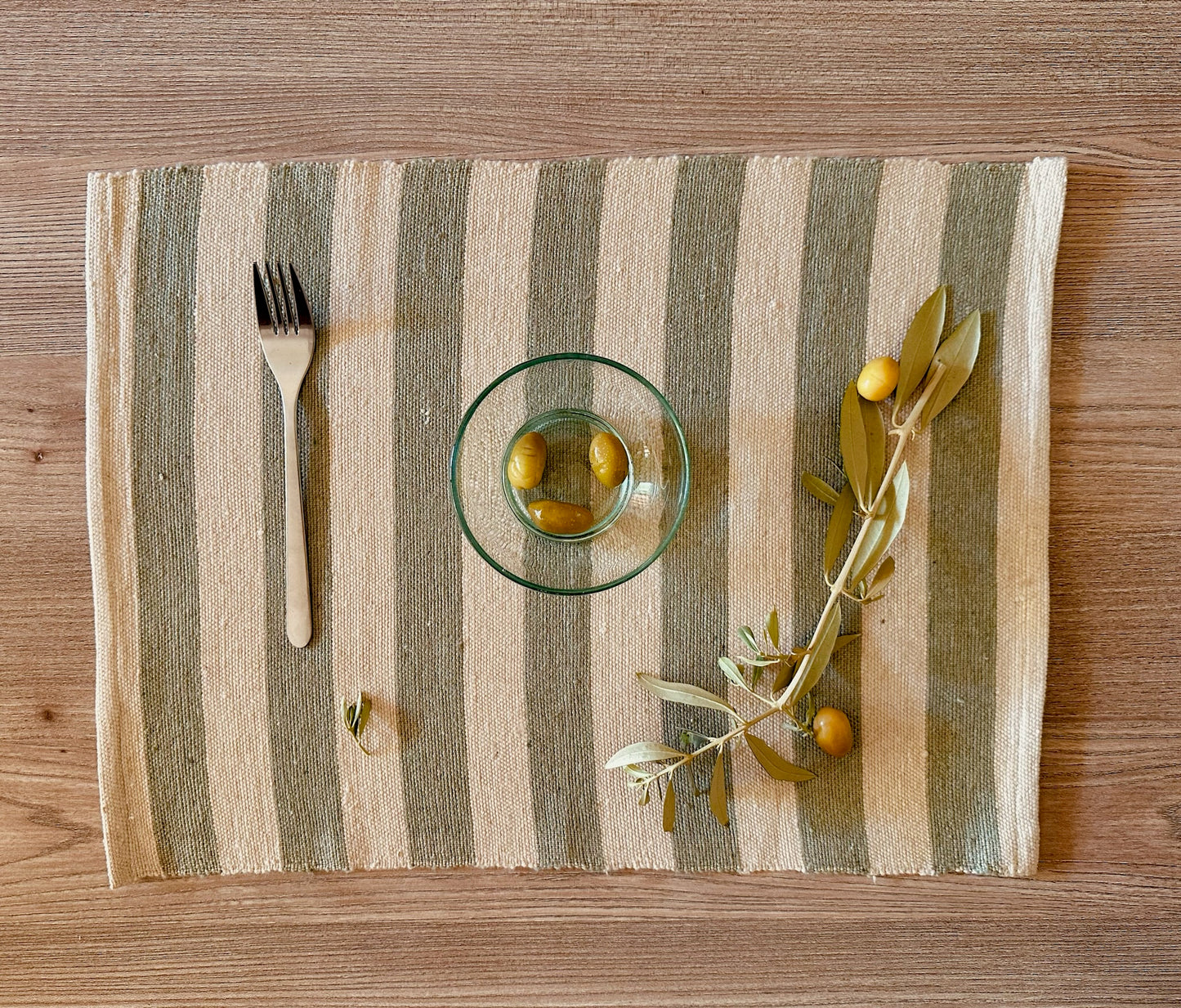 Sets de Table Rayés (Pack de 2) - Édition Olive