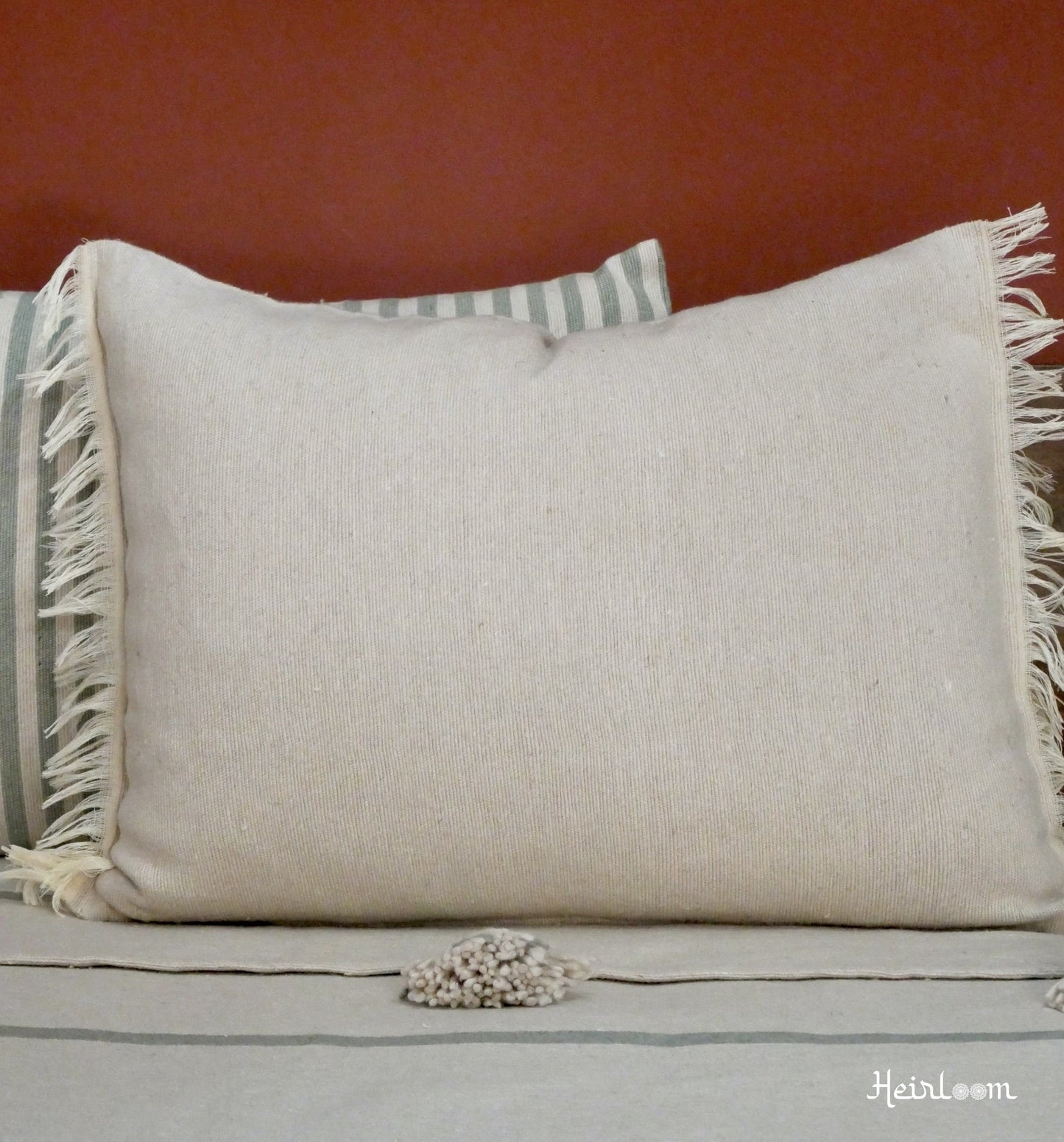 Housse de Coussin Unie à Franges - Edition Crème