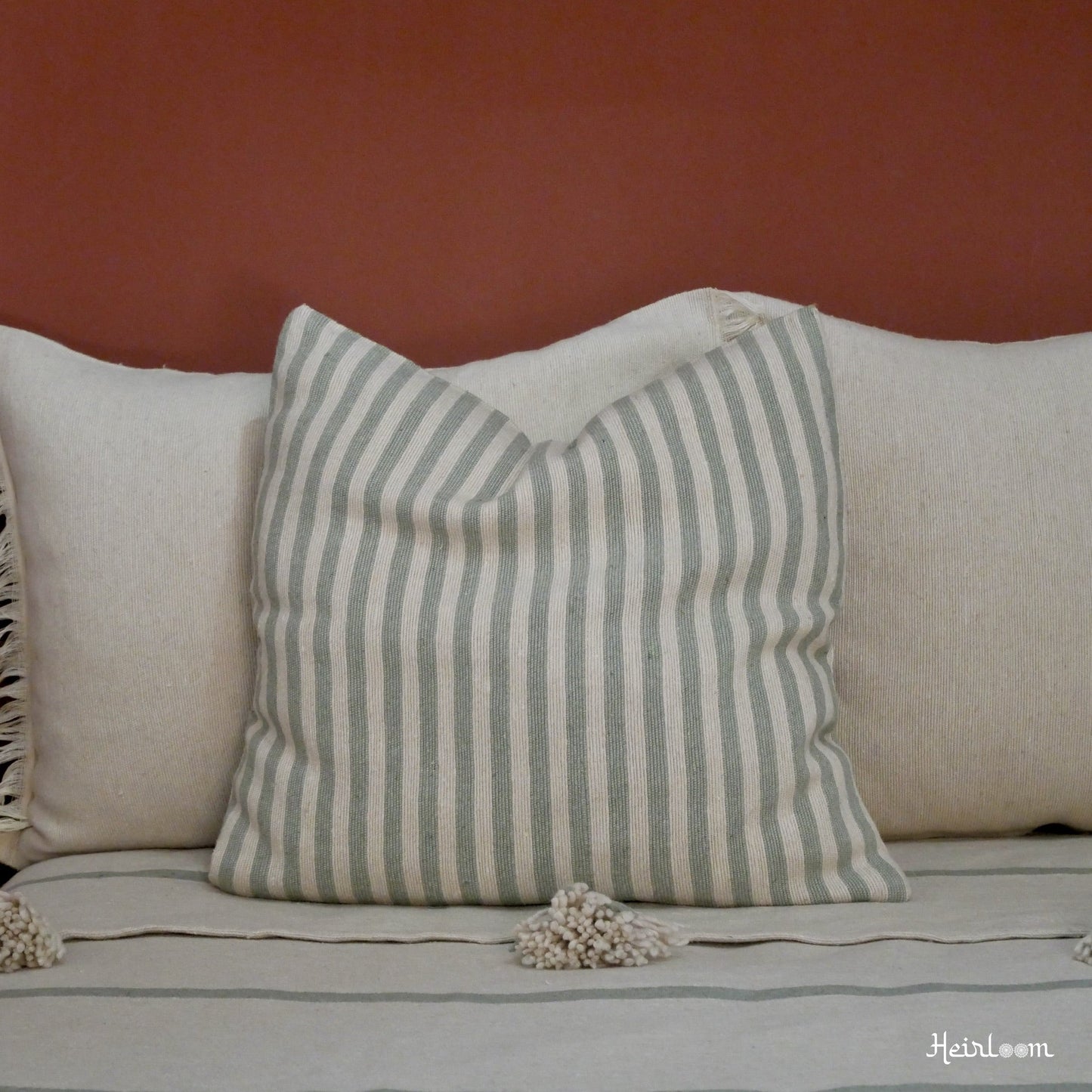 Striped Cushion Cover - Olive Edition