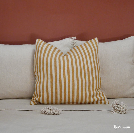 Housse de Coussin Rayée - Édition Safran
