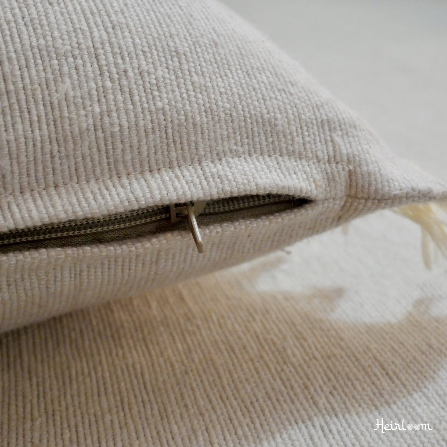 Housse de Coussin Unie à Franges - Edition Crème