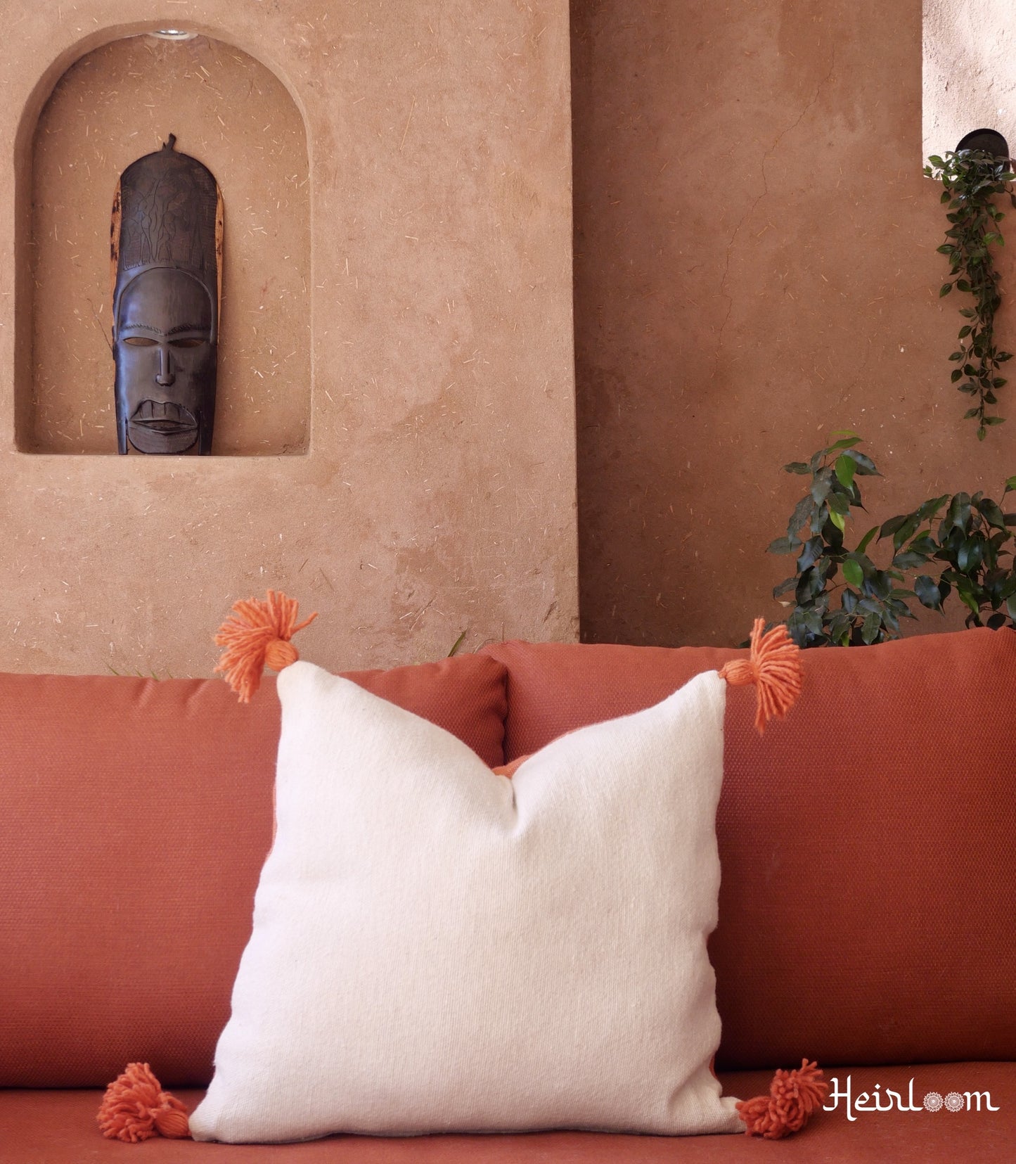 2 Housses de Coussins Unies à Pompons - Edition Marrakech