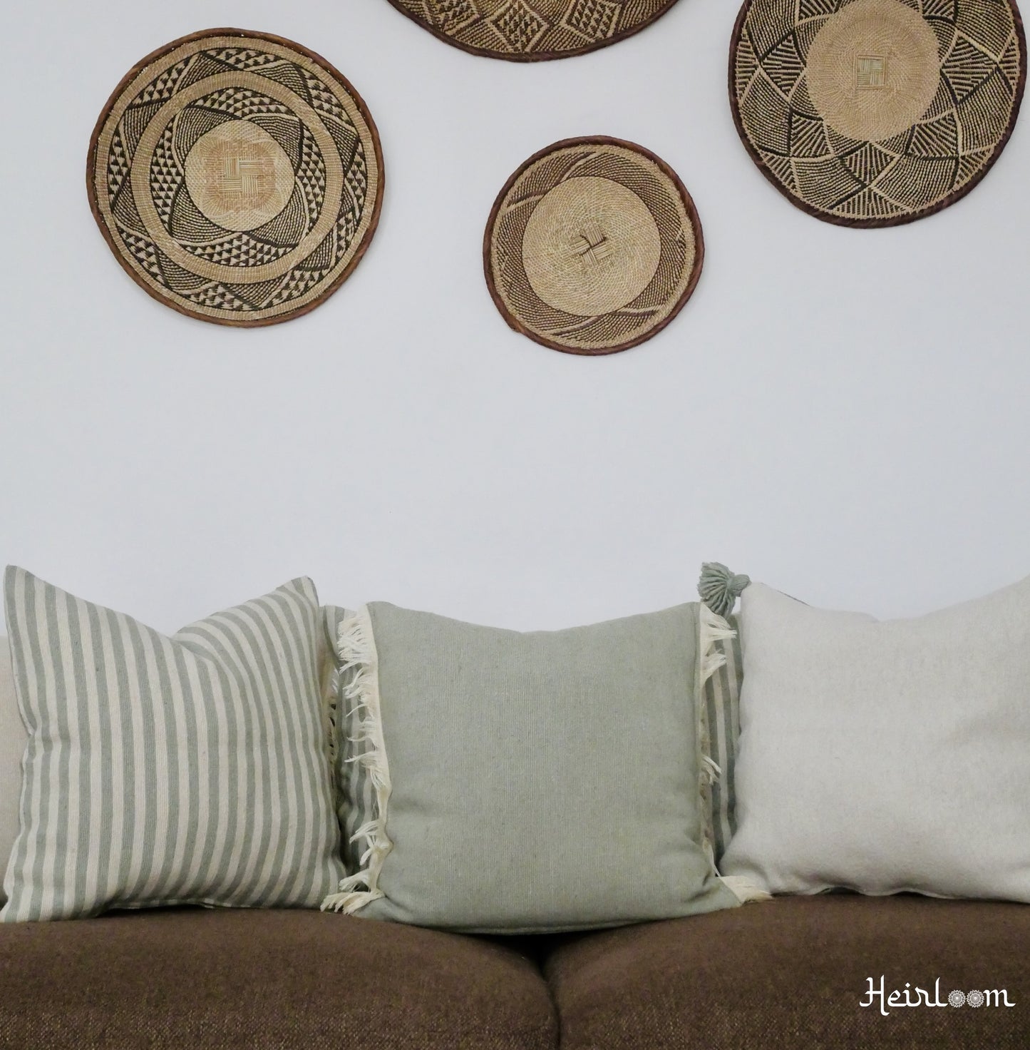 Plain Cushion Cover with Fringes - Olive Edition